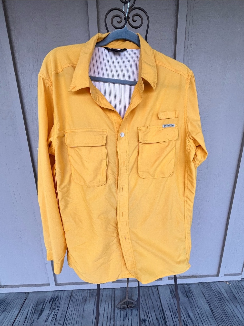 Exofficio Men's Utility Camping Fishing Hiking Shirt Jacket Long Sleeve Yellow M